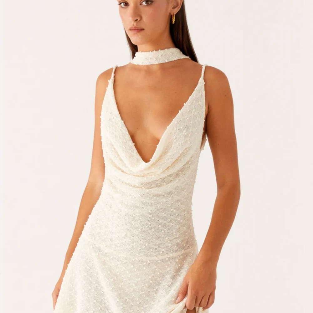 Peppermayo Cream Slip Dress Cowl Neck Sleeveless